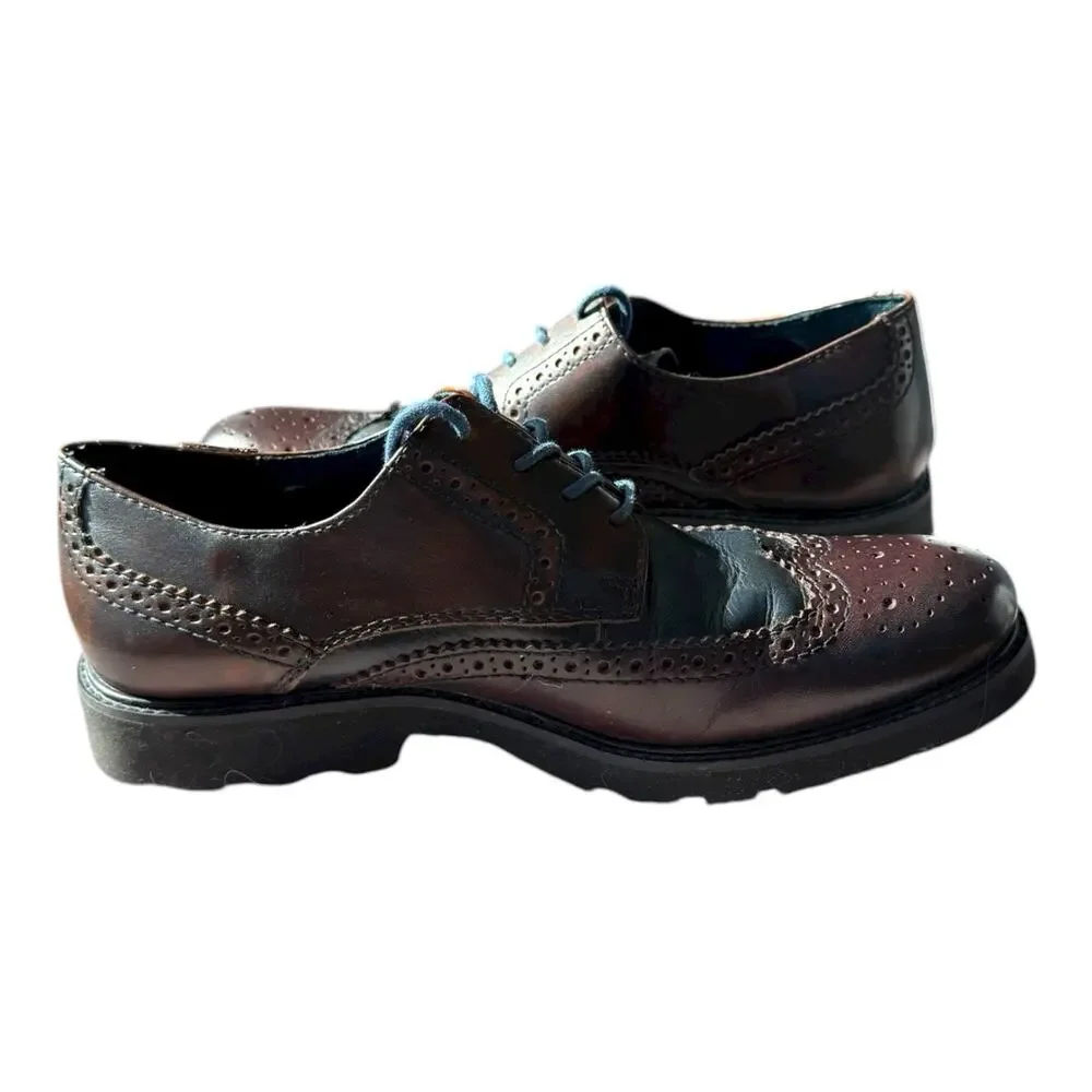 Pikolinos Wingtop Light Weight Brown Blue Leather Sz 39 6.5M/8.5W Oxford Loafers